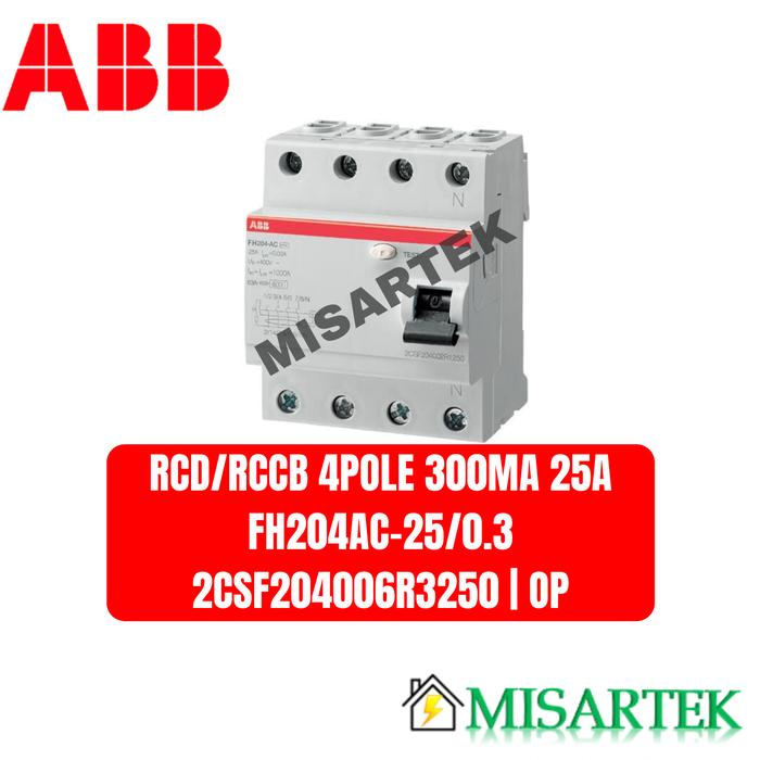 Gambar RCD/RCCB ABB FH200 AC 4P Kapasitas 25A s/d 63A | OP - 300mA, 25A dari MitSarTek undefined Tokopedia