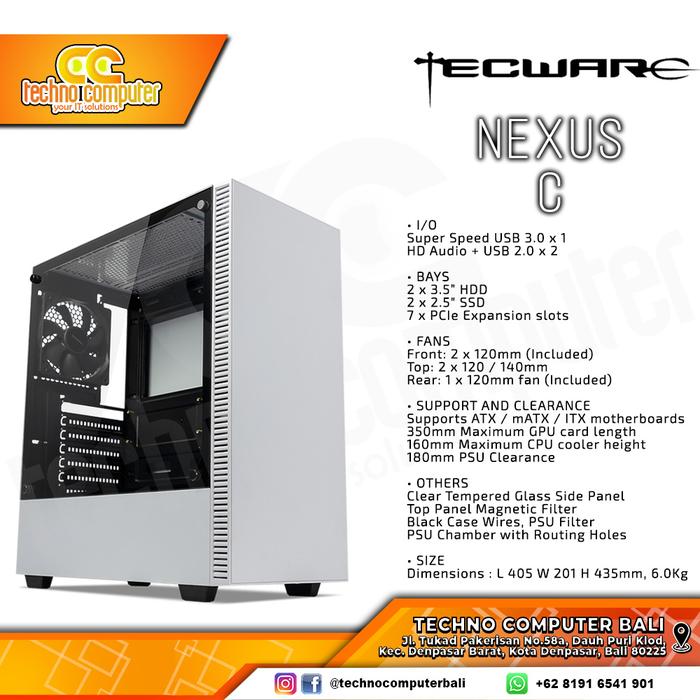 Gambar Casing Gaming Tecware Nexus C White - Putih dari Techno Computer Bali undefined Tokopedia
