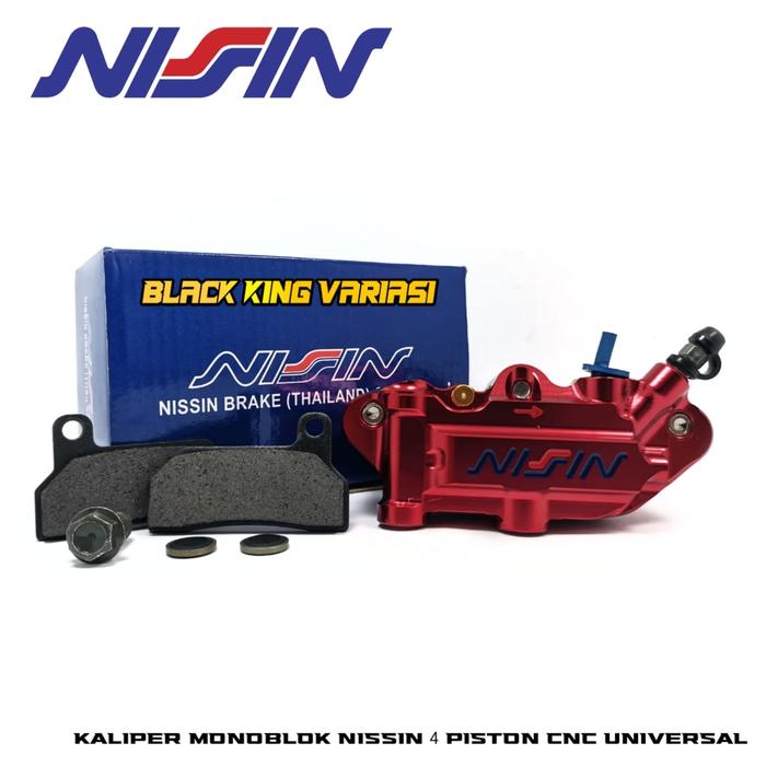 Gambar Kaliper Monoblok Nissin 4 Piston Full CNC Kaliper Nissin 4P FreeKampas - Red dari Black_King_Variasi undefined Tokopedia