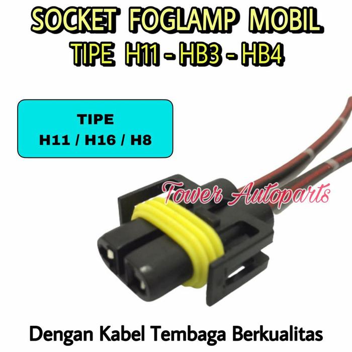 Gambar Socket / Soket Bohlam Lampu Foglamp Mobil Tipe H11 / H16 / HB3 / HB4 - H11 / H16 dari Tower Autoparts undefined Tokopedia