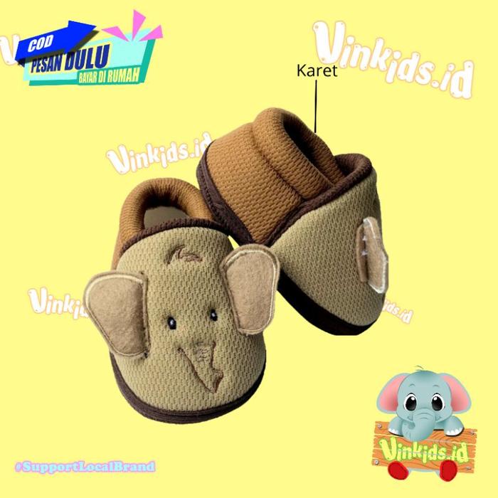 Gambar Sepatu Bayi Laki Laki Perempuan 0 12 Bulan Prewalker - Gajah Cokelat dari vinkidsid undefined Tokopedia