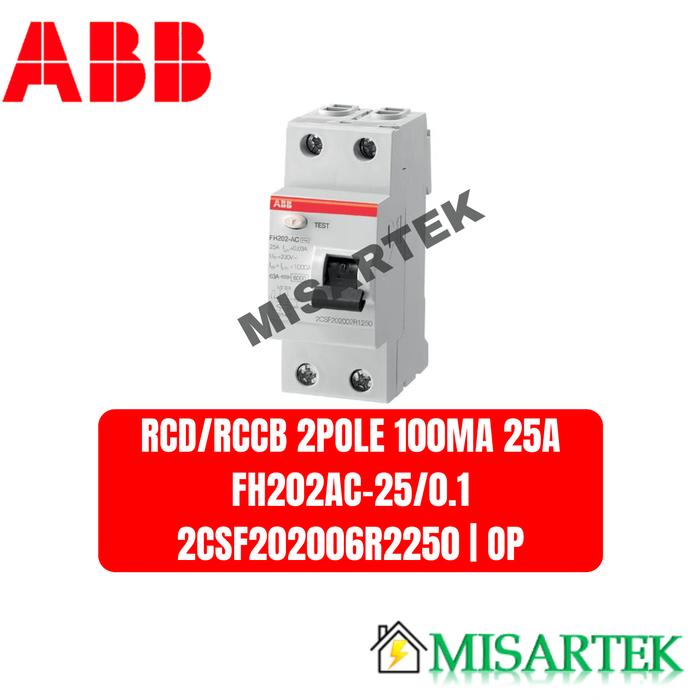 Jual RCD/RCCB ABB FH200 AC 2P Kapasitas 25A s/d 63A | OP - 100mA, 40A ...