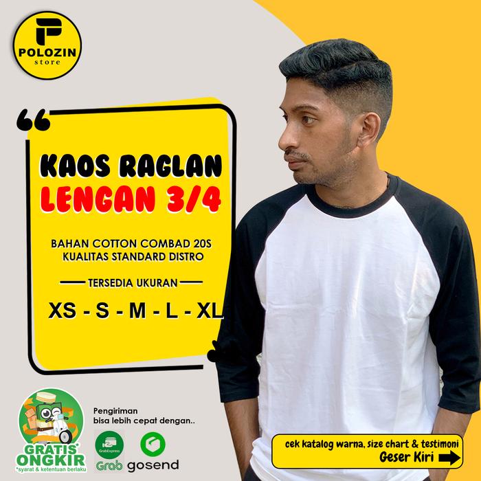 Gambar Kaos Polos Raglan Lengan 3/4 Pria Wanita Size XS - S - M - L - XL - XS dari Polozin Store undefined Tokopedia