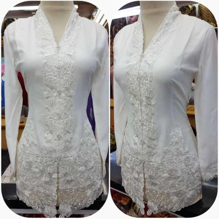 Gambar atasan kebaya encim kebaya modern kebaya putih - Putih, M dari Dirabutik.id undefined Tokopedia