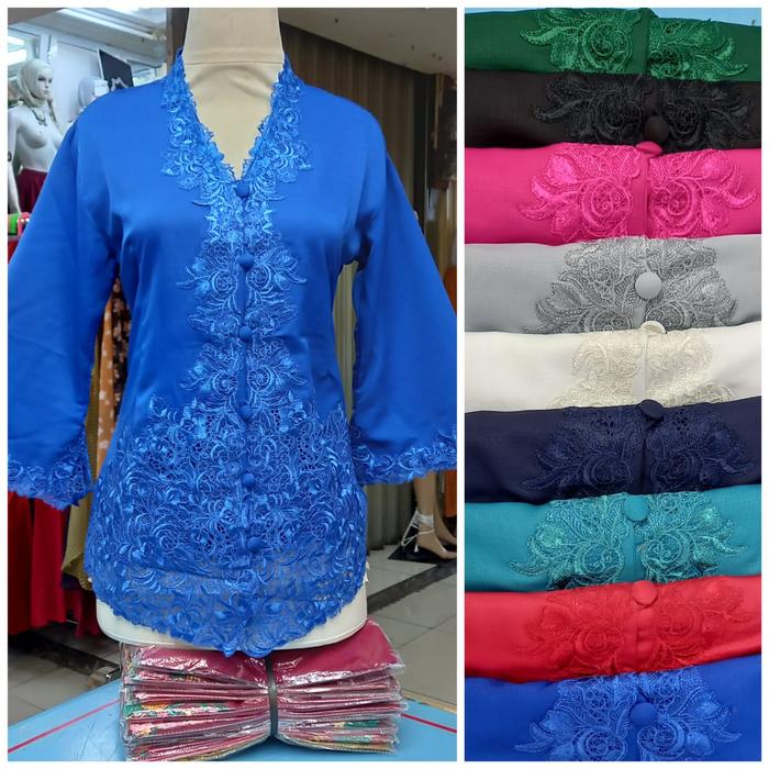 Gambar atasan kebaya encim kebaya modern kebaya putih - Biru BCA, XXXL dari Dirabutik.id undefined Tokopedia