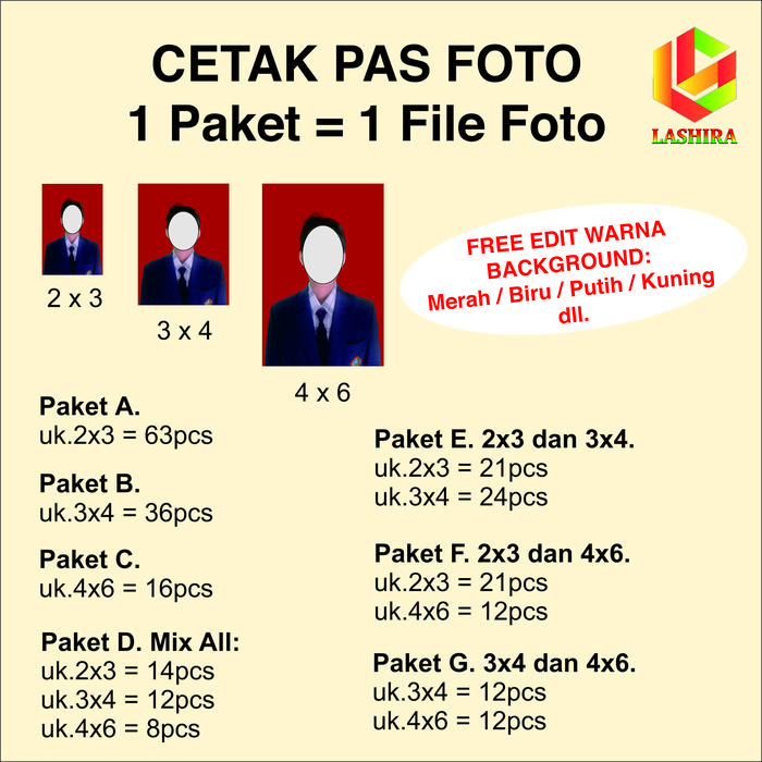 Gambar Paket Cetak pas foto 2x3 3x4 4x6 2 x 3 x 4 x 6 print cuci photo murah dari Lashira Digital Print undefined Tokopedia
