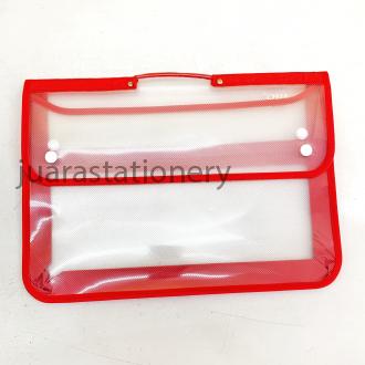 Gambar 613 - Map Kancing Jala BIG 7010 / Tas School Bag Folio / Brief Bag Mika Transparan / Tas Sekolah BIG / Tas Les / Tas Zipper BIG 7010 / Map Dokumen /Document Folder /File Organizer / Organiser - Merah dari juarastationery undefined Tokopedia