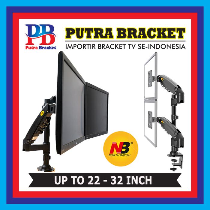Gambar Bracket Laptop dan Bracket Monitor Dual Jepit Meja NB H180 17"-32" - D - DUAL MONITOR dari Putra Bracket undefined Tokopedia