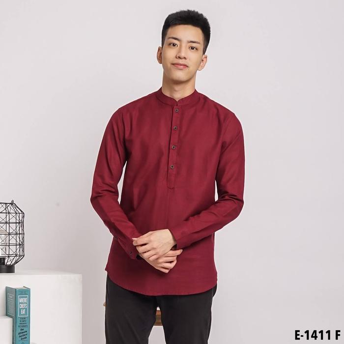 Gambar Kemeja Koko Pria Shanghai Merah Maroon Lengan Panjang Baju Koko Cowok - L dari Sanscloth Store undefined Tokopedia