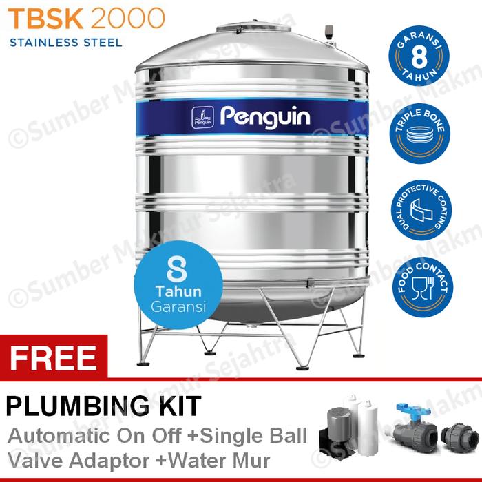Gambar Tangki Air / Tandon / Toren Stainless Penguin 2000 Liter - TBSK 2000 dari Sumber Makmur Sejahtra undefined Tokopedia