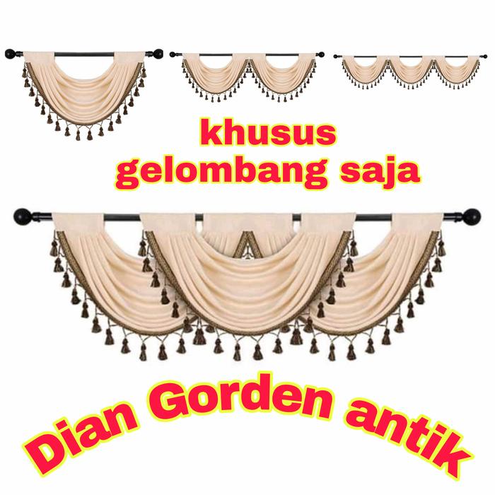 Gambar Gorden Poni gelombang Gorden jendela pintu kamar minimalis modern - krem, 4 gelombang dari Bandung Vareasi undefined Tokopedia
