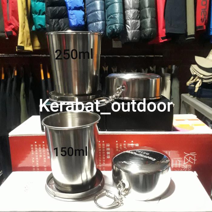 Gambar Gelas lipat Gantungan kunci Gelas camping portable 250ml - Silver, 150ml dari Kerabat outdoor undefined Tokopedia