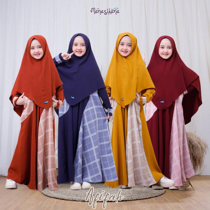 Gambar Gamis Anak Afifah Set By Manasikana - Terracotta, S dari Daniza Moslem Wear undefined Tokopedia