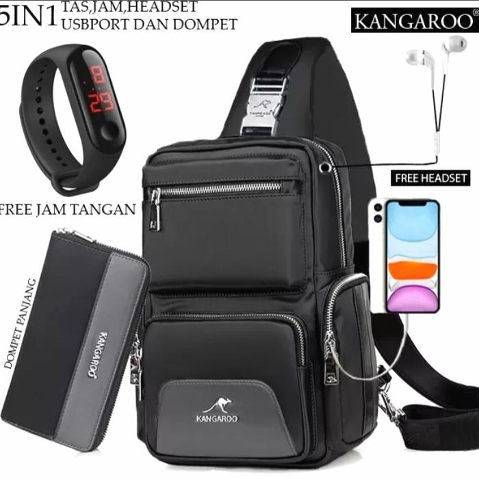 Gambar Tas Selempang Pria-Wanita Free Jam,dompet,Heatset & Usb Waterproof - Hitam dari FC JKT undefined Tokopedia