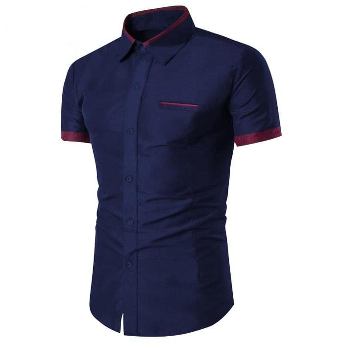 Gambar HEM KENNY KEMEJA PRIA LENGAN PENDEK COWO COWOK POLOS KASUAL SLIMFIT - Biru, M dari Fortklass undefined Tokopedia