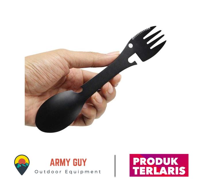 Gambar Sendok Garpu Pisau Pembuka Botol Kaleng Travel Outdoor Camping 5 In 1 dari Army Guy undefined Tokopedia