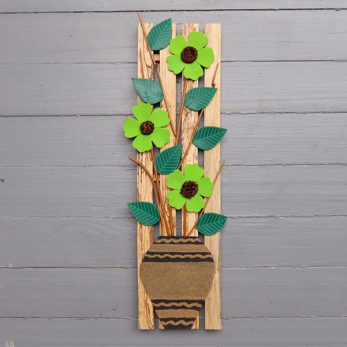 Gambar Hiasan Dinding Bunga Timbul Unik dan Cantik - PGR-7-HIJAU dari Sukawati Art undefined Tokopedia