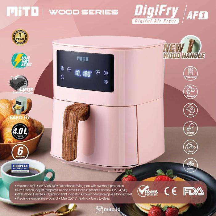 Gambar MITO AF1 Digital Air Fryer 4 Liter Low Watt - AirFryer DigiFry AF 1 Garansi Pabrik Garansi Internasional Tipe UK Tipe IDO - Merah Muda dari SMSelektronik undefined Tokopedia