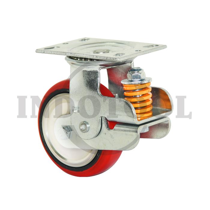 Promo RODA TROLI / TROLLEY SPRING 6 INCH 150X50MM PU MERAH PUTAR SWIVEL ...