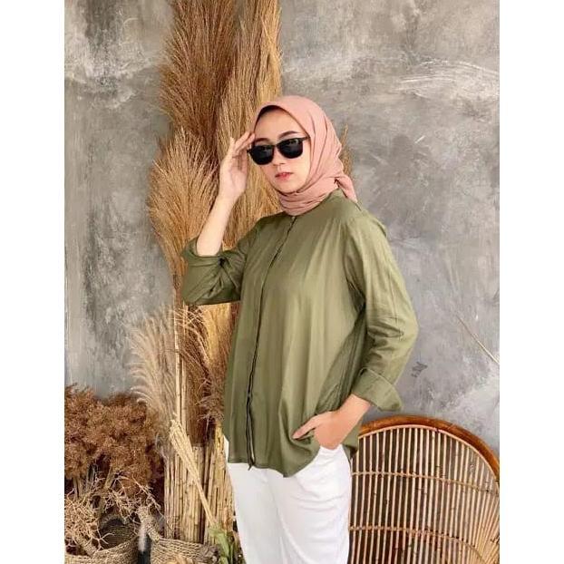 Gambar KEMEJA WANITA POLOS LENGAN PANJANG CASUAL PUTIH Grosir Sandaang - WANITA ARMY dari YUMNA SNACKofficial undefined 5 Tokopedia