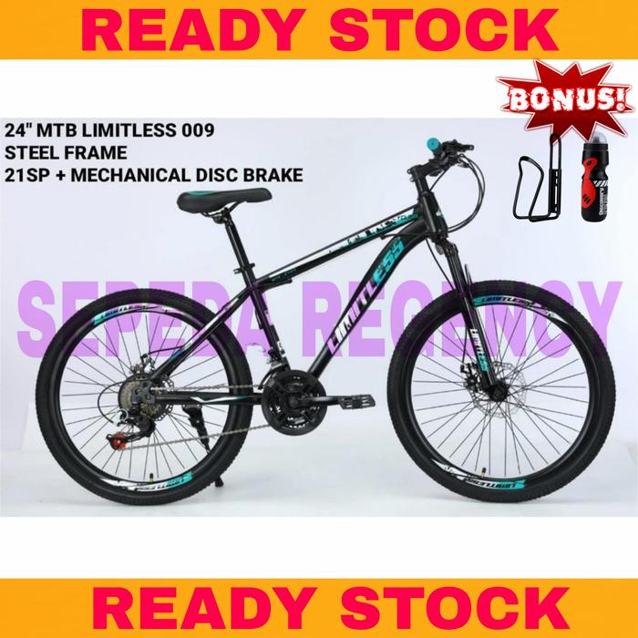 Gambar Sepeda gunung MTB LIMITLESS 009 Ukuran 24 Inch 3 x 7 Speed - Black Blue, 24 Inch + Bonus dari Sepeda Regency undefined Tokopedia