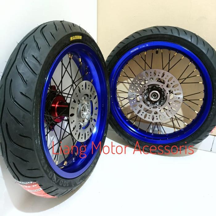 Gambar Wheelset Velg SuperMoto - KLX 150 CRF 150 WR 155 - Paket Velg Komplit - Dark Blue, KLX 150 Series dari Liang Motor Acessoris undefined Tokopedia