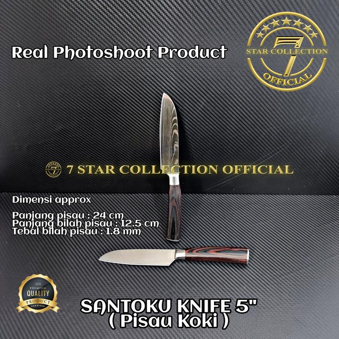 Gambar Pisau Dapur Premium Kitchen Chef Knives Japanese Damascus Pattern Style - SANTOKU 5" dari 7StarCollectionOfficial undefined Tokopedia