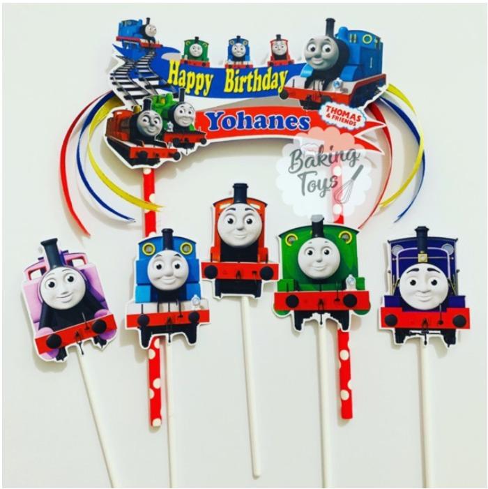 Gambar Topper Cake Tusukan Hiasan Kue Ulang Tahun - Thomas Kereta - THomas ribbon dari Bakingtoys undefined Tokopedia