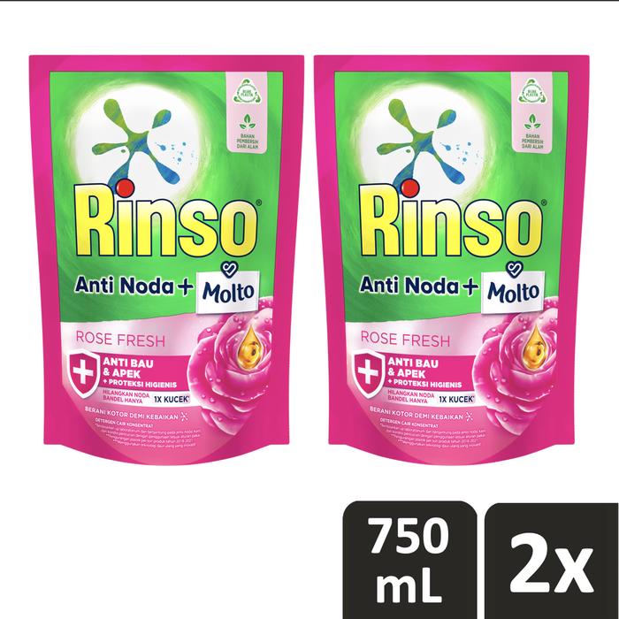 Promo Harga Rinso Liquid Detergent + Molto Pink Rose Fresh 750 ml - Tokopedia