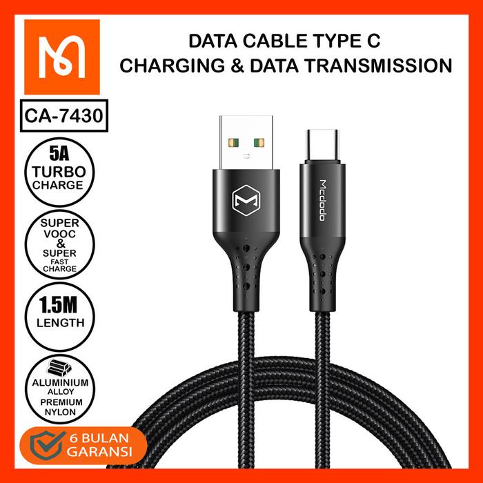 Gambar MCDODO CA-743 KABEL CHARGER USB TO TYPE C CABLE SUPER FAST CHARGING 5A - 1.5 METER dari DERUMA TECHNOLOGY OFFICIAL undefined Tokopedia