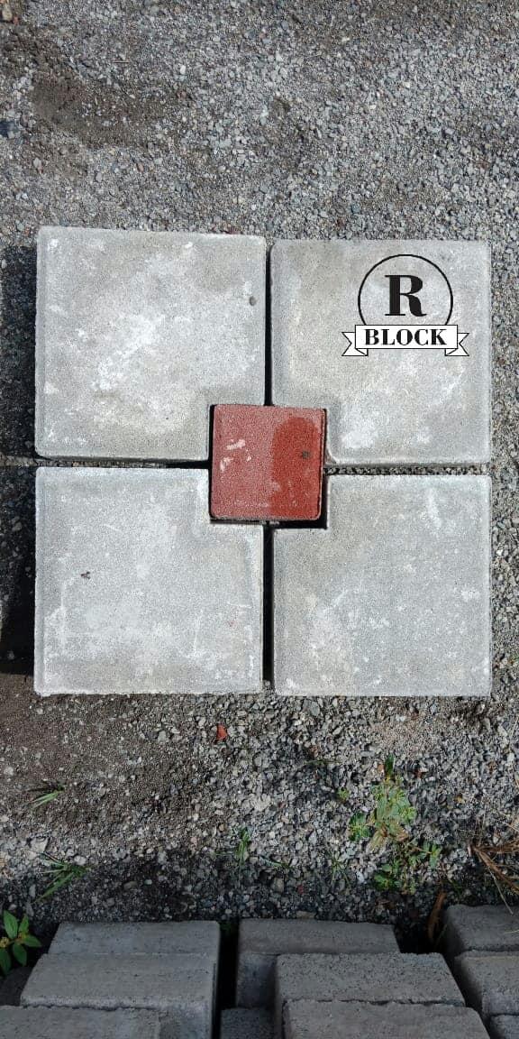 Gambar Paving Block Ubin Set Abuabu Kubus Berwarna (K300) Tebal 8 cm - Kubus Merah dari Paving Block Press Hidraulik undefined Tokopedia