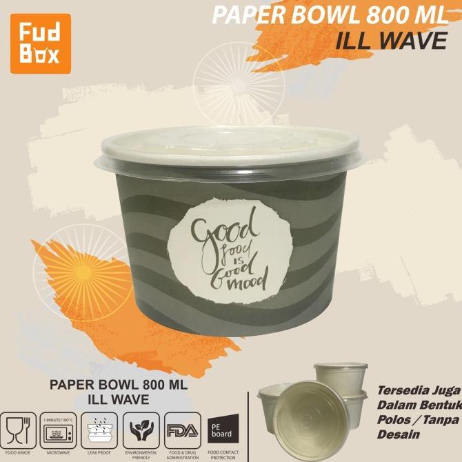 Gambar Paper Food Paper Bowl 800ml Motif Packaging Bowl Rice Bowl - Hitam Wave dari nazhirah1 undefined Tokopedia