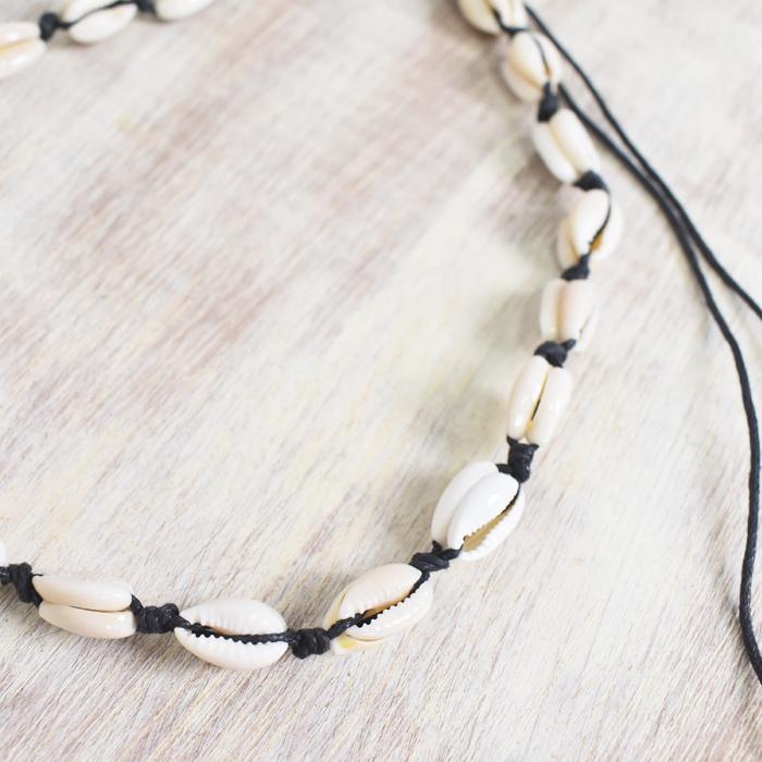 Gambar Cowrie Shell Double Necklace | Cowrie Shell Choker | Kalung Trend - Hitam dari Blue Waters undefined Tokopedia