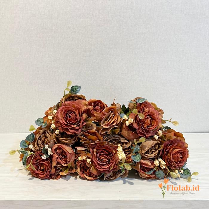 Gambar BUNGA ARTIFICIAL PREMIUM VINTAGE PEONY ROSE HYDRANGEA MIX SET (A00622) - Coral dari Flolab id undefined Tokopedia