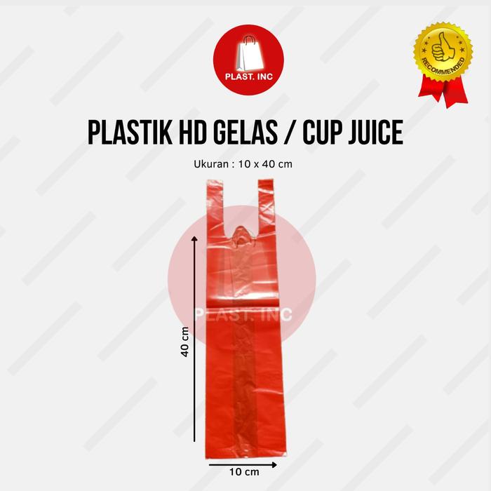 Gambar KANTONG PLASTIK CUP GELAS/CUP JUICE/CUP BOBBA MUAT 2 CUP GELAS 10X40CM - MERAH 2CUP dari Plast.Inc undefined Tokopedia