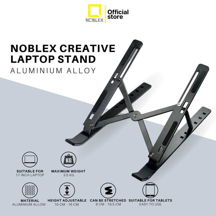 Gambar Stand Holder Laptop Portable Dudukan Laptop Lipat Anti Slip - aluminium hitam dari Noblex Official Store undefined Tokopedia