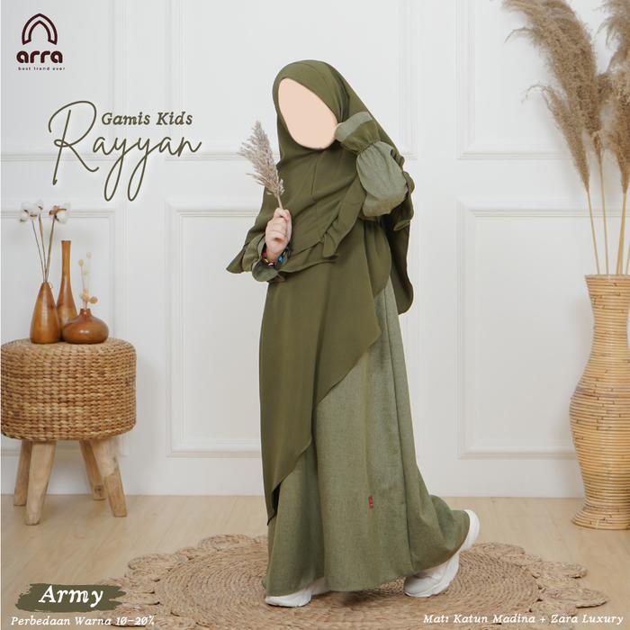 Gambar Koko & Gamis Sarimbit Keluarga Ayah Ibu Anak Seri Rayyan Army by Arra - Gamis Anak, L dari Emeneska Shop undefined Tokopedia