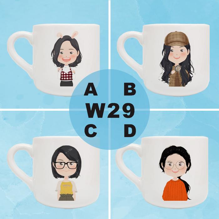 Gambar MUG / GELAS CUSTOM UNIK KARIKATUR / AVATAR CEWE VARIASI 2 - W29 dari Karya Multi Print undefined Tokopedia