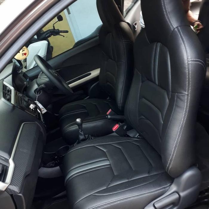 Gambar Sarung Jok Mobil Sigra/Calya/Mobilio/Ayla/Agya/Brio Fulset Bahan Force - Hitam gris grey, 2 Baris dari Knk_Variasi undefined Tokopedia