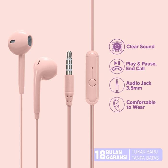 Gambar UNEED In-Ear Earphone / Headset with Microphone Verse Youth - UEP125 - Merah Muda dari specialdealshop undefined Tokopedia