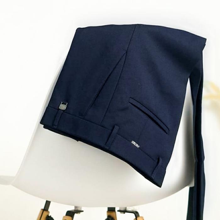Gambar celana bahan formal slimfit pria Ukuran 27-33 semi wool - biru dongker, 32 dari Elsico Store undefined Tokopedia