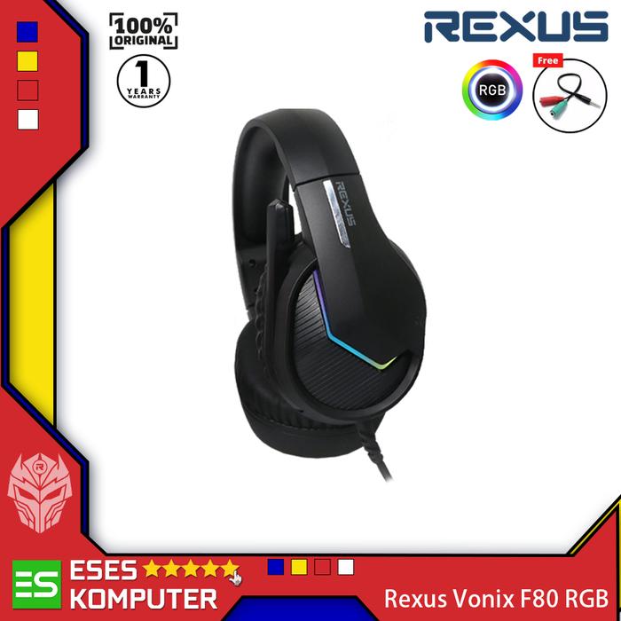 Gambar Headset Rexus Vonix F80 RGB | 3.5mm Jack | Headset Gaming - F80 Black dari ESES Komputer undefined Tokopedia