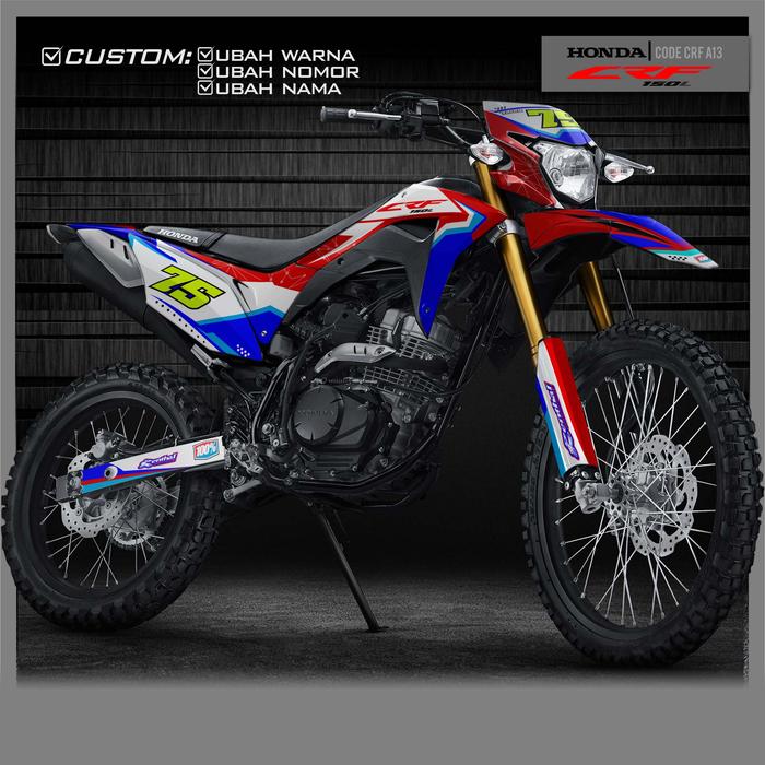 Gambar Decal honda CRF 150 L RED BLUE / AMC 013 - REGULER, GLOSSY dari ama decal undefined Tokopedia