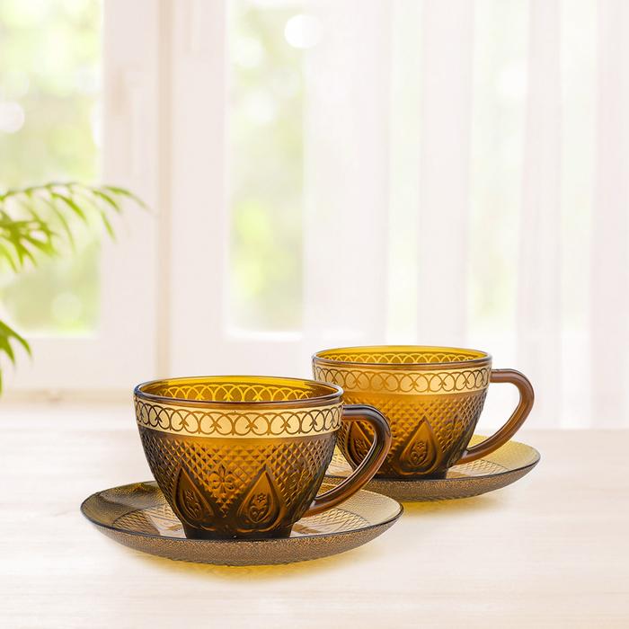 Gambar Merry 2 Set Cangkir Lepek Cup Saucer Amber MR0804 - Ercolano dari Brighton Tableware undefined Tokopedia