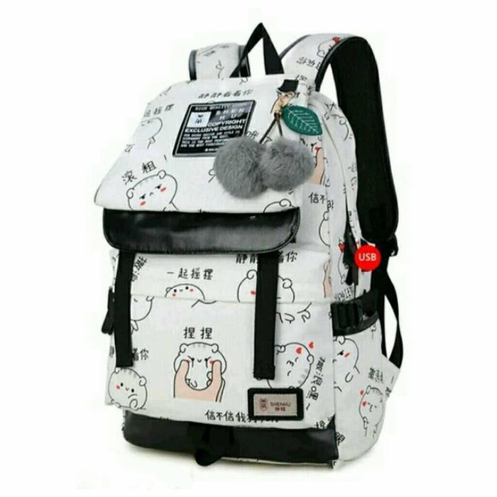Gambar COD Tas Ransel Sekolah Cantik Wanita/Anak "MIAO" Murah Terlaris - Putih dari Stel'ss Market undefined Tokopedia