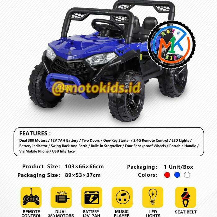 Gambar Mobil Aki Anak Jeep Aki Mainan Anak ORIGINAL EJP - utv biru dari MOTOKIDS.ID undefined Tokopedia