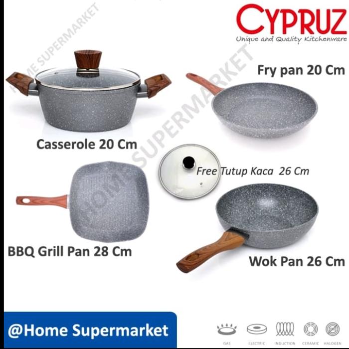 Gambar Panci Set Keramik Granite Kuali Marble Paket Panci Hari Raya Lebaran - Cypruz HS-B, Putih dari Homesupermart_NEW undefined Tokopedia