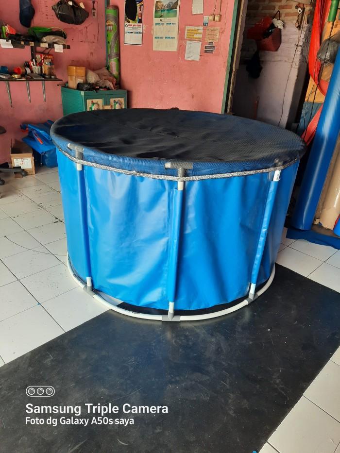 Gambar Terpal kolam bulat D.2.m T.1m fullset+ jaring dari setiajayatenda undefined Tokopedia