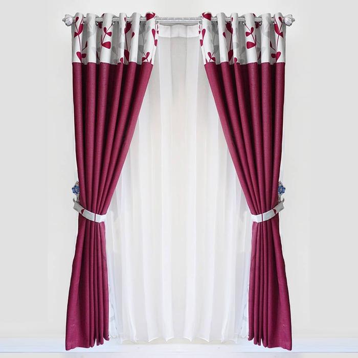 Gambar gorden blackout minimalis kombinasi strip 2 warna merah list hitam - strip motif, L140 x T200cm dari gordenrifalbandung undefined Tokopedia