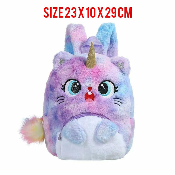 Gambar Tas ransel unicorn bulu anak paud TK tas sekolah anak perempuan Lucu - Wow Ungu (M) dari trendberry undefined Tokopedia